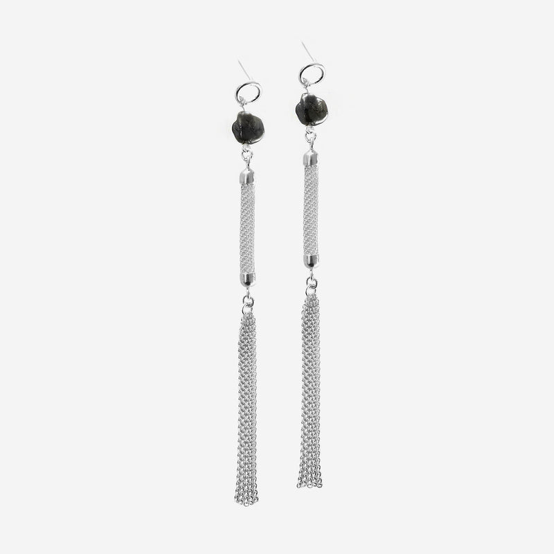 Mesh keshi chain earrings