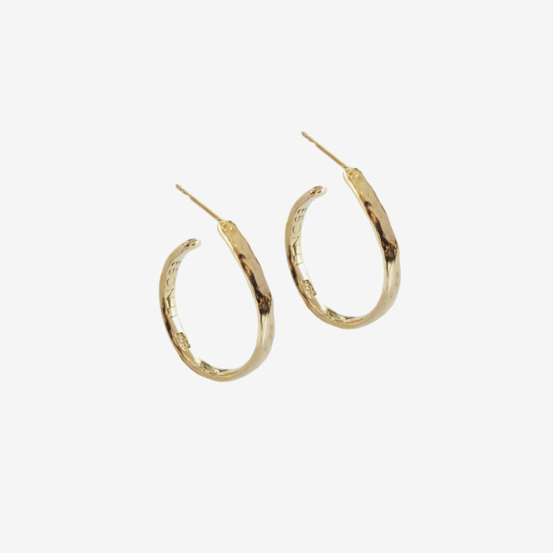 Wave hoop earrings small vermeil