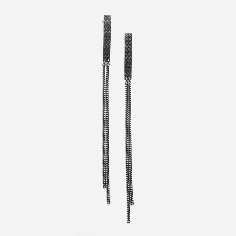 Wire rectangle earrings oxidized