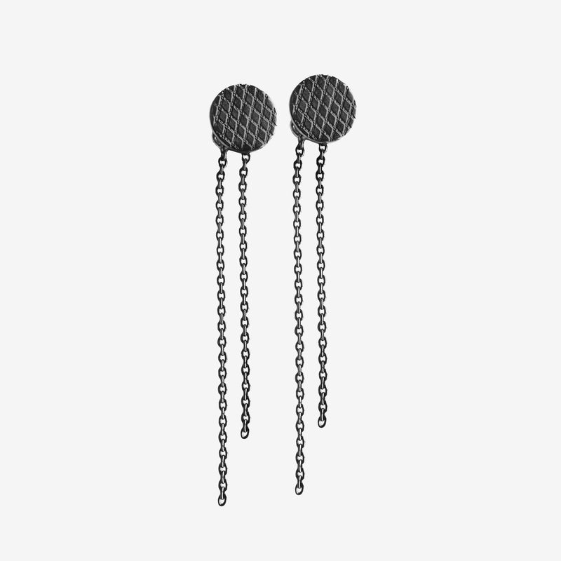 Wire round earrings oxidized